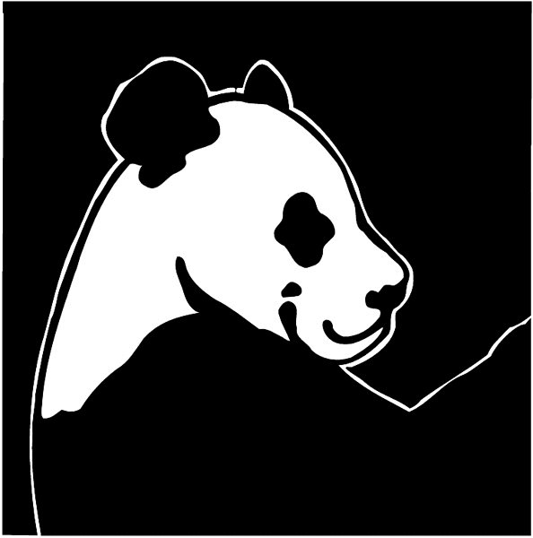 Panda bear head in profile vinyl sticker. Customize on line.  Animals Insects Fish 004-0978  
